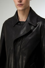 Tony - Black Leather Coat