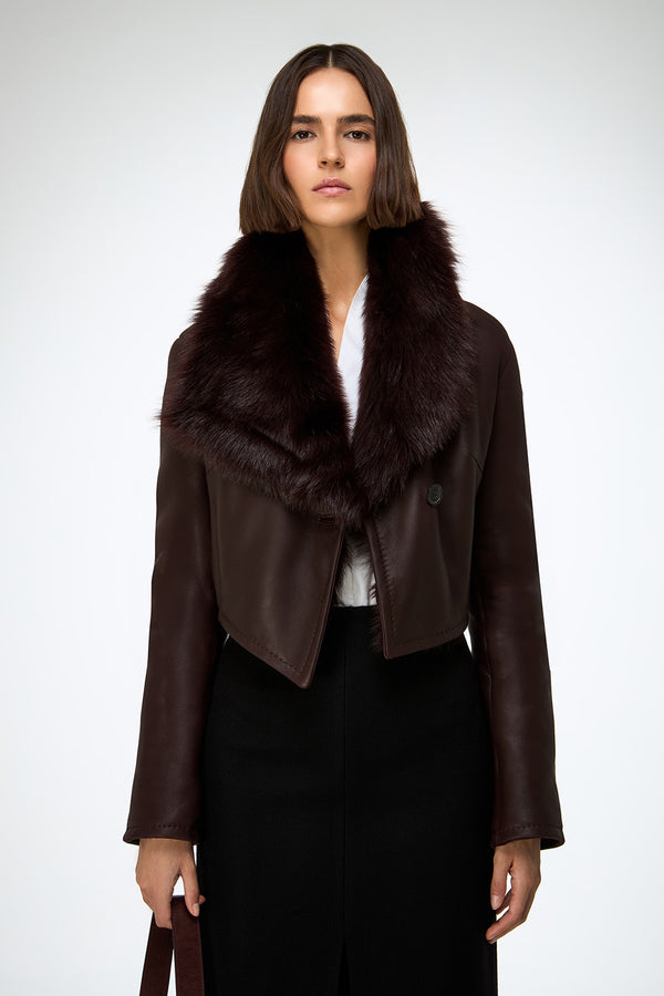 Yva - Cherry Shearling Jacket