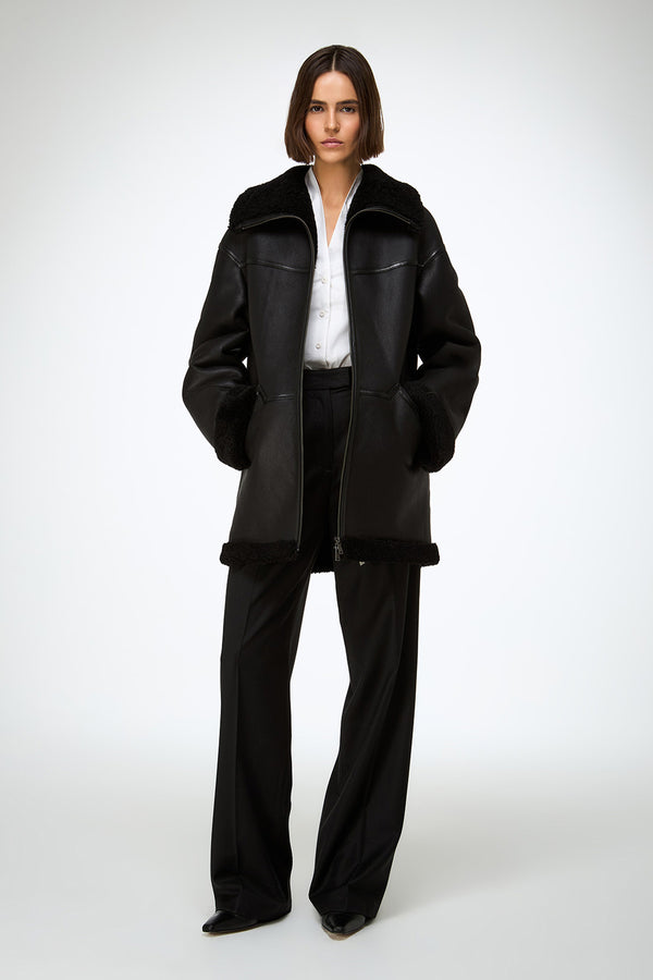 Dina - Black Shearling Coat