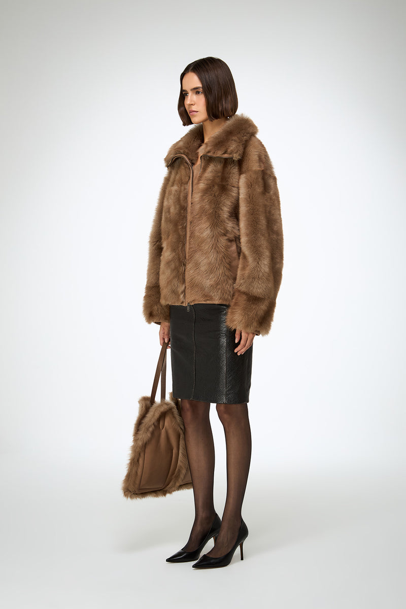 Bea - Sand Shearling Jacket