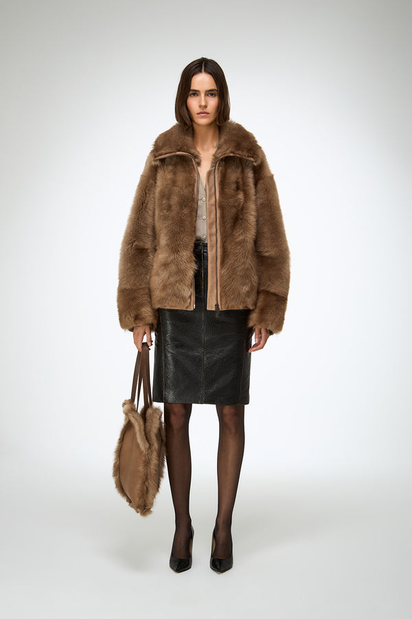 Bea - Sand Shearling Jacket