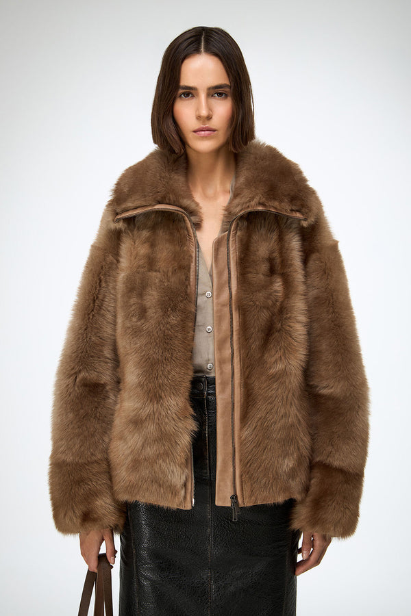 Bea - Sand Shearling Jacket