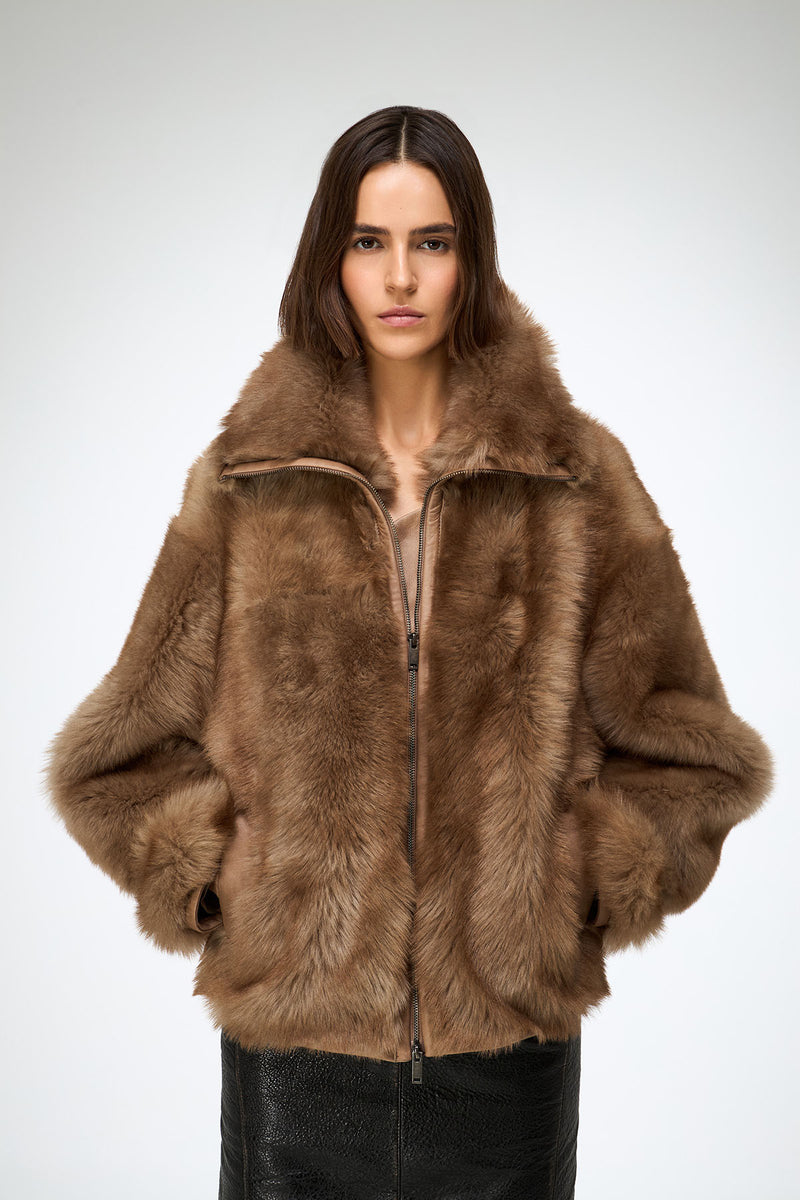 Bea - Sand Shearling Jacket