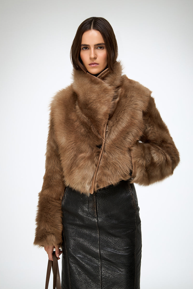 Ashley - Sand Shearling Jacket