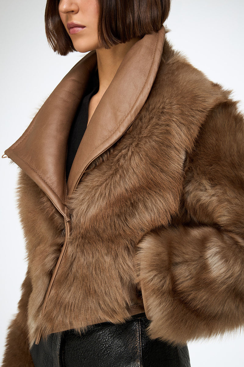 Ashley - Sand Shearling Jacket