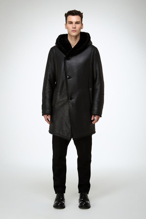 Teo - Black Shearling Coat