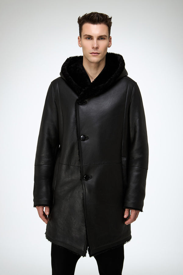 Teo - Black Shearling Coat
