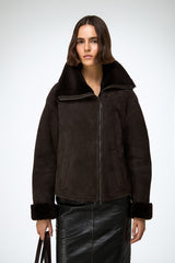 Pia - Dark Brown Shearling Jacket