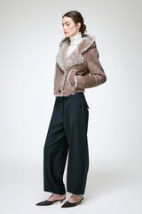 Ida - Stone Shearling Jacket
