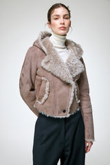 Ida - Stone Shearling Jacket