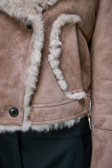 Ida - Veste en peau lainée pierre