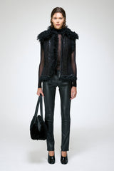 Olivia - Black Shearling Vest