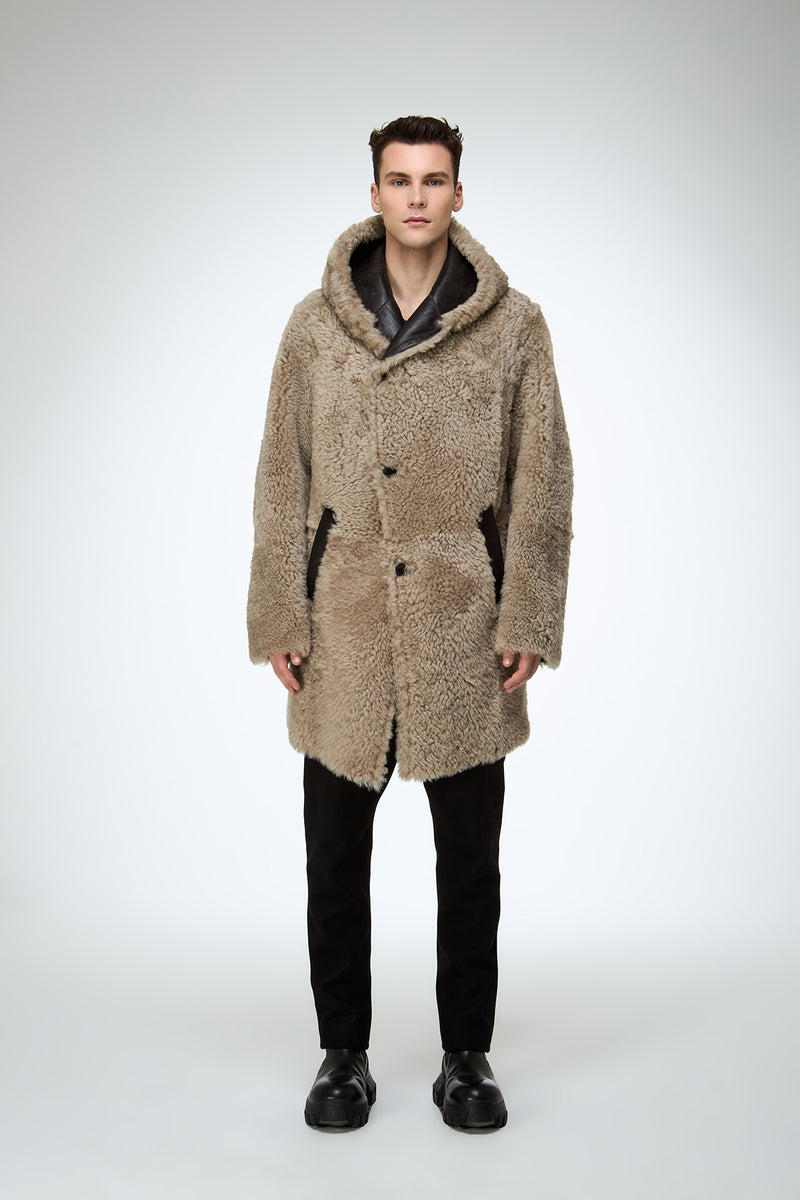 Fabio - Stone Shearling Coat