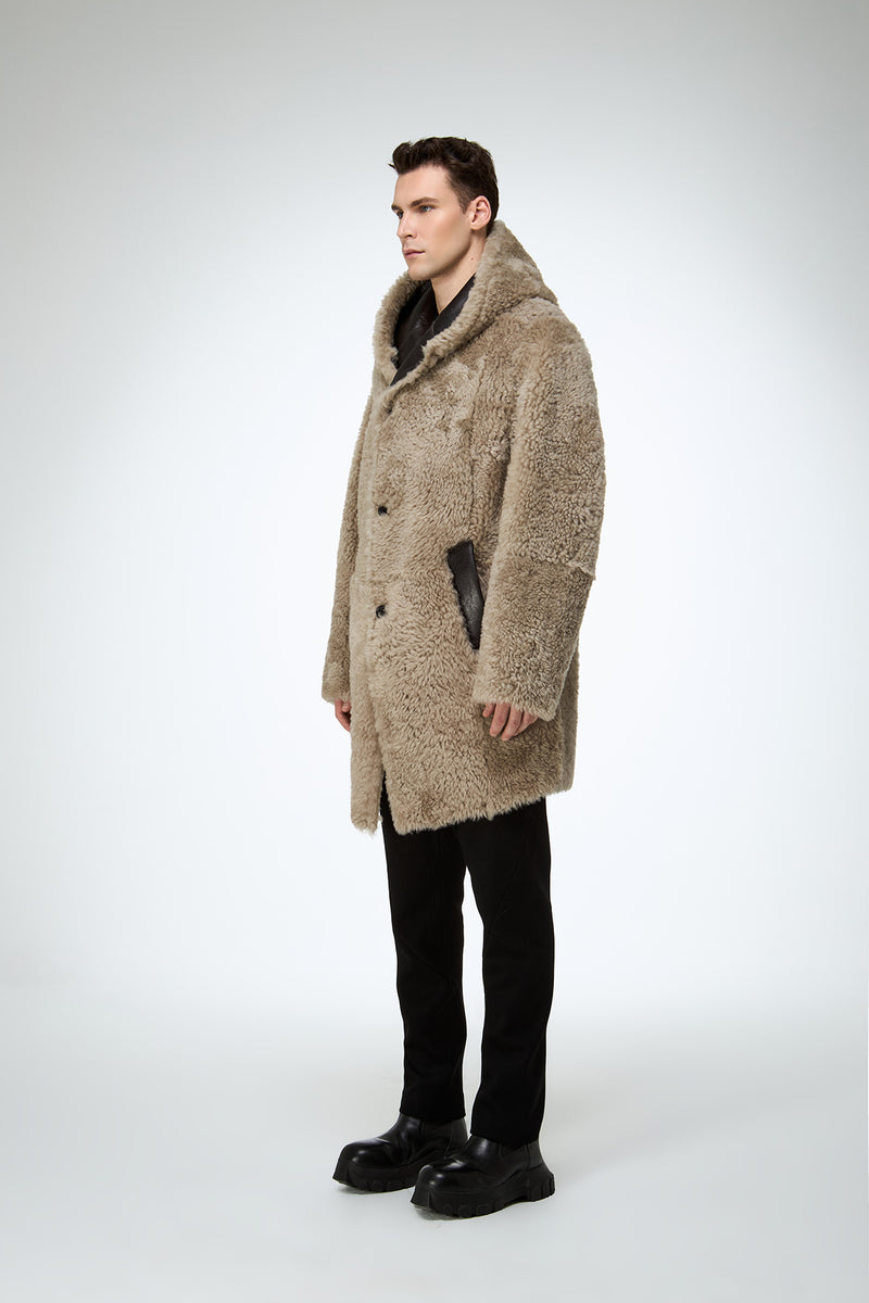 Fabio - Stone Shearling Coat