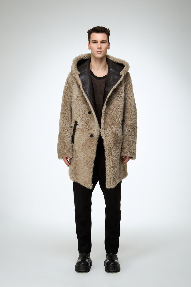 Fabio - Stone Shearling Coat