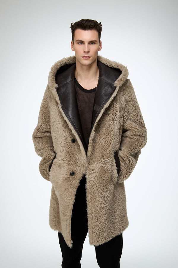 Fabio - Stone Shearling Coat