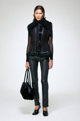 Olivia - Black Shearling Vest