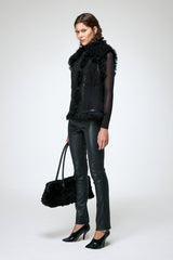 Olivia - Black Shearling Vest