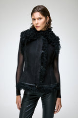 Patricia - Black Shearling Vest