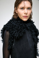 Olivia - Gilet en peau lainée noir