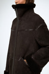 Dina - Dark Brown Shearling Coat