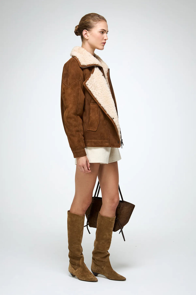 Sandie - Beige Shearling Jacket