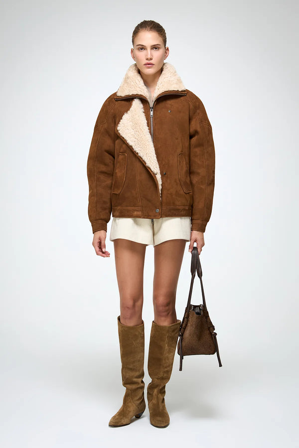 Sandie - Beige Shearling Jacket