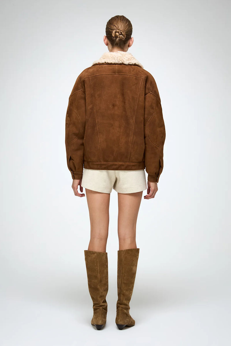 Sandie - Beige Shearling Jacket