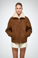 Sandie - Beige Shearling Jacket