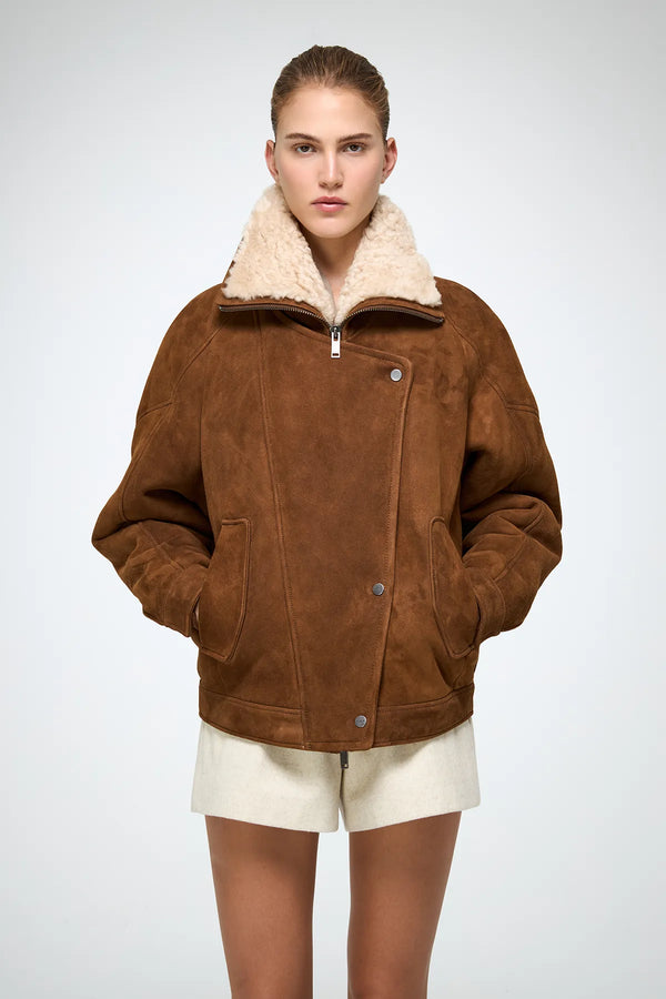Sandie - Beige Shearling Jacket
