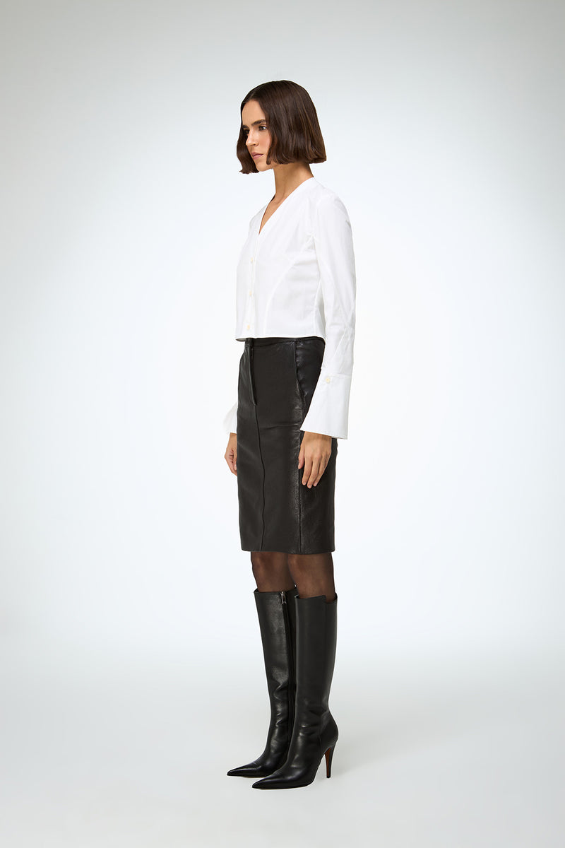 Mona - Black Leather Skirt