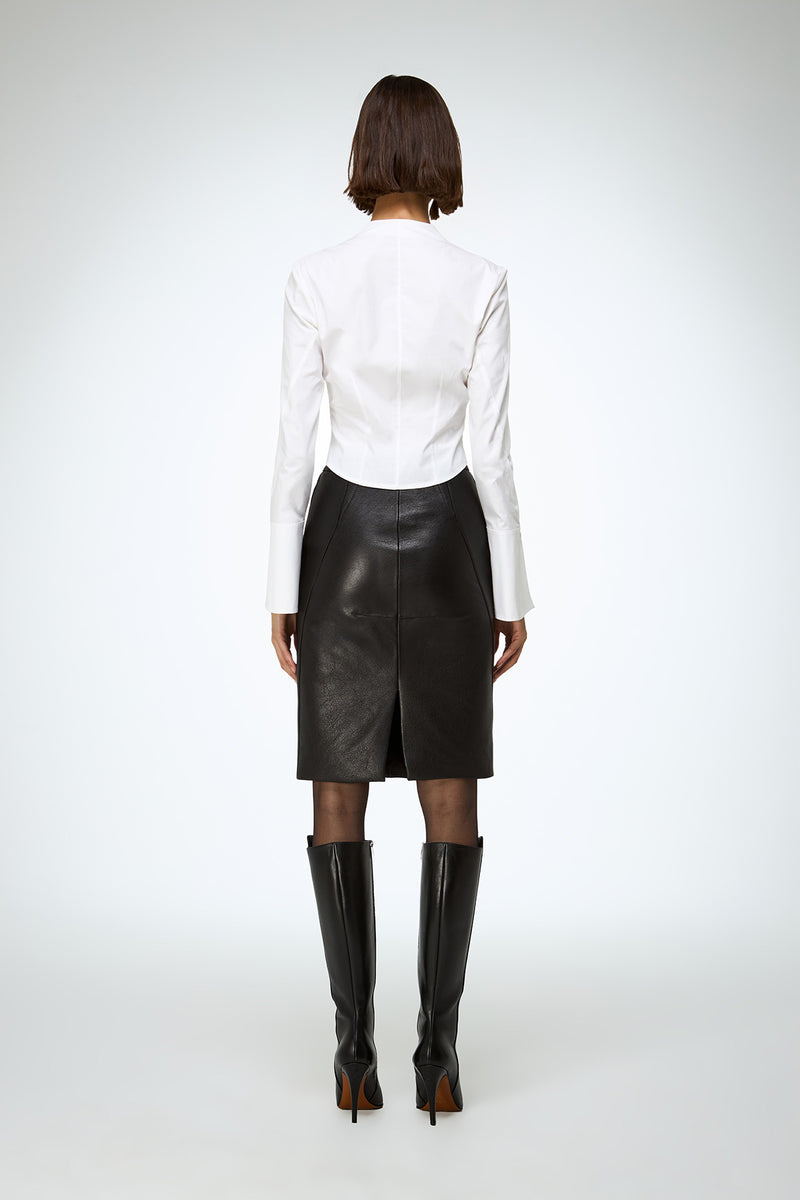 Mona - Black Leather Skirt