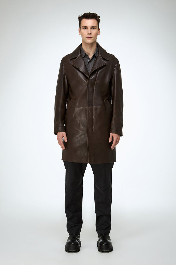 Tony - Brown Leather Coat
