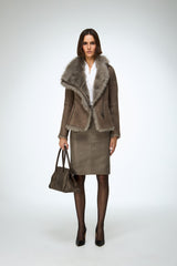 Adila - Stone Shearling Jacket