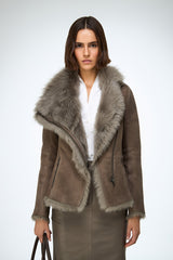Adila - Stone Shearling Jacket