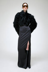 Ella - Veste en peau lainée noire
