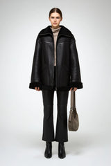 Dina - Black Shearling Coat