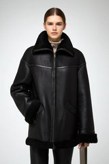 Dina - Black Shearling Coat