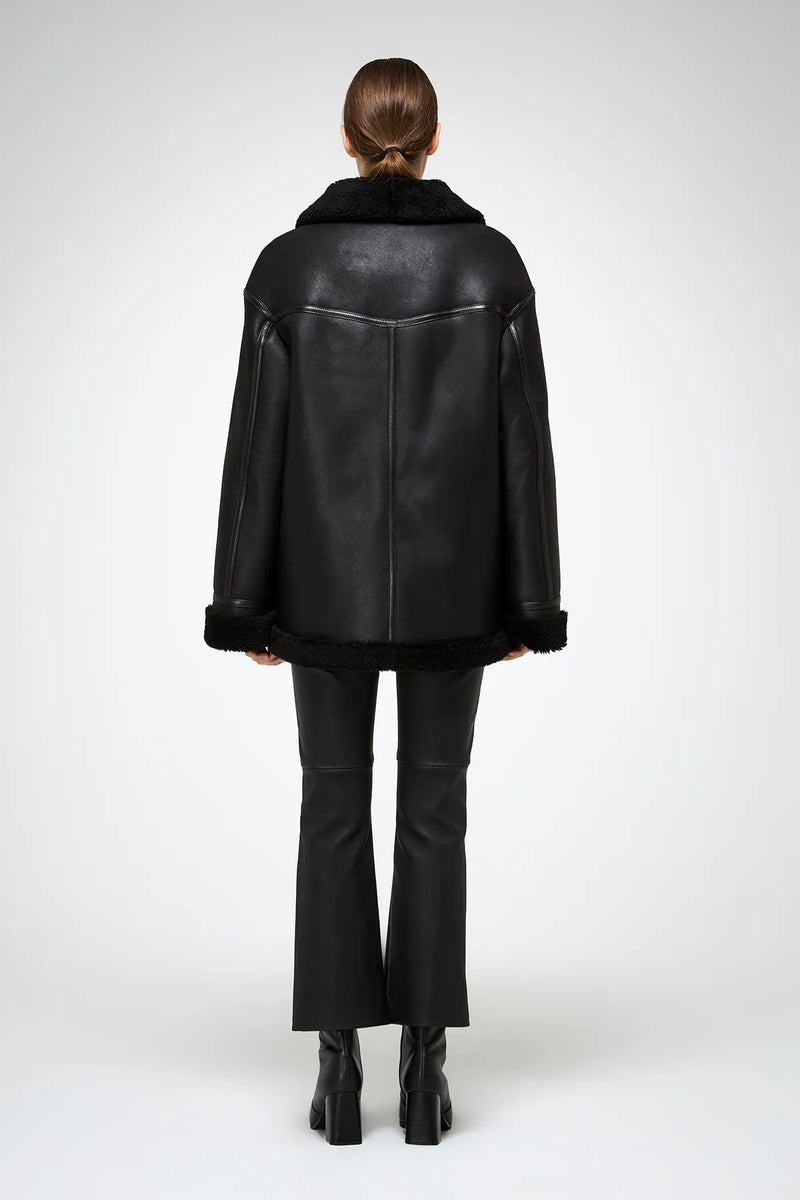 Dina - Black Shearling Coat