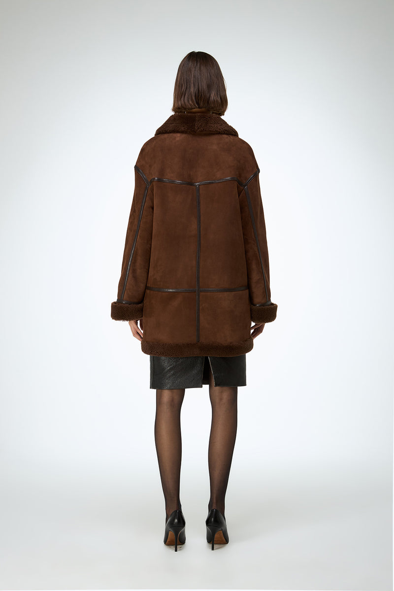 Dina - Tobacco Shearling Coat
