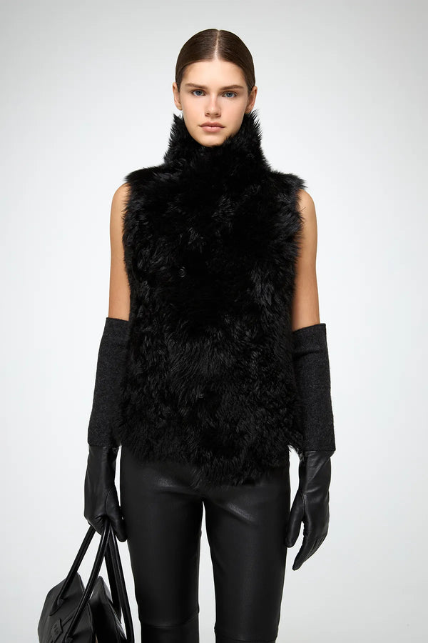 VSP - Solene - Black Shearling Vest