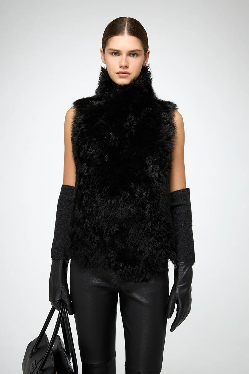 VSP - Solene - Black Shearling Vest