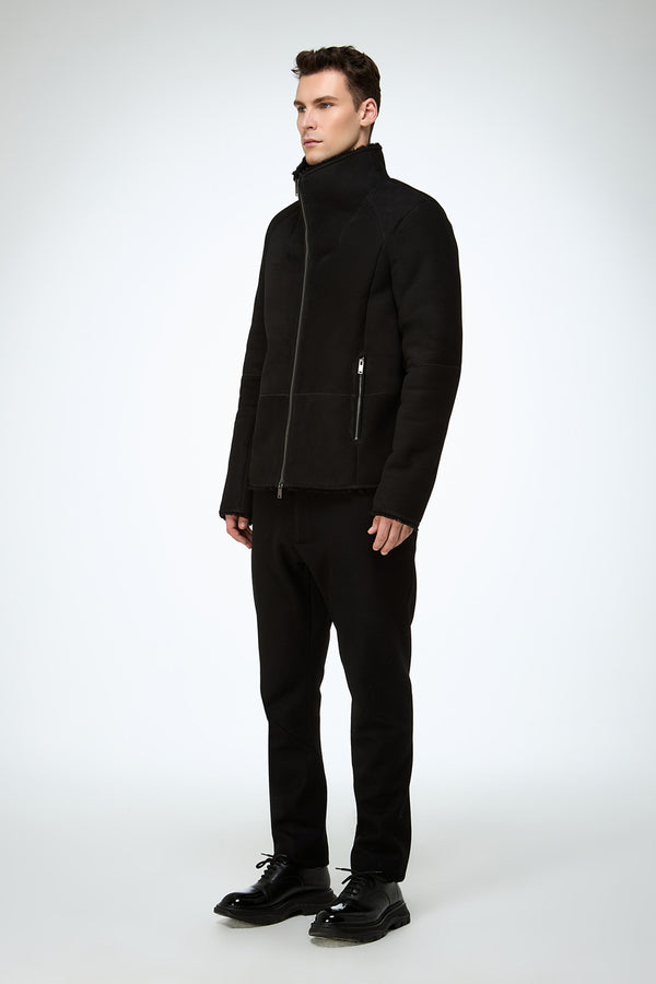 Bastien - Black Suede Shearling Jacket
