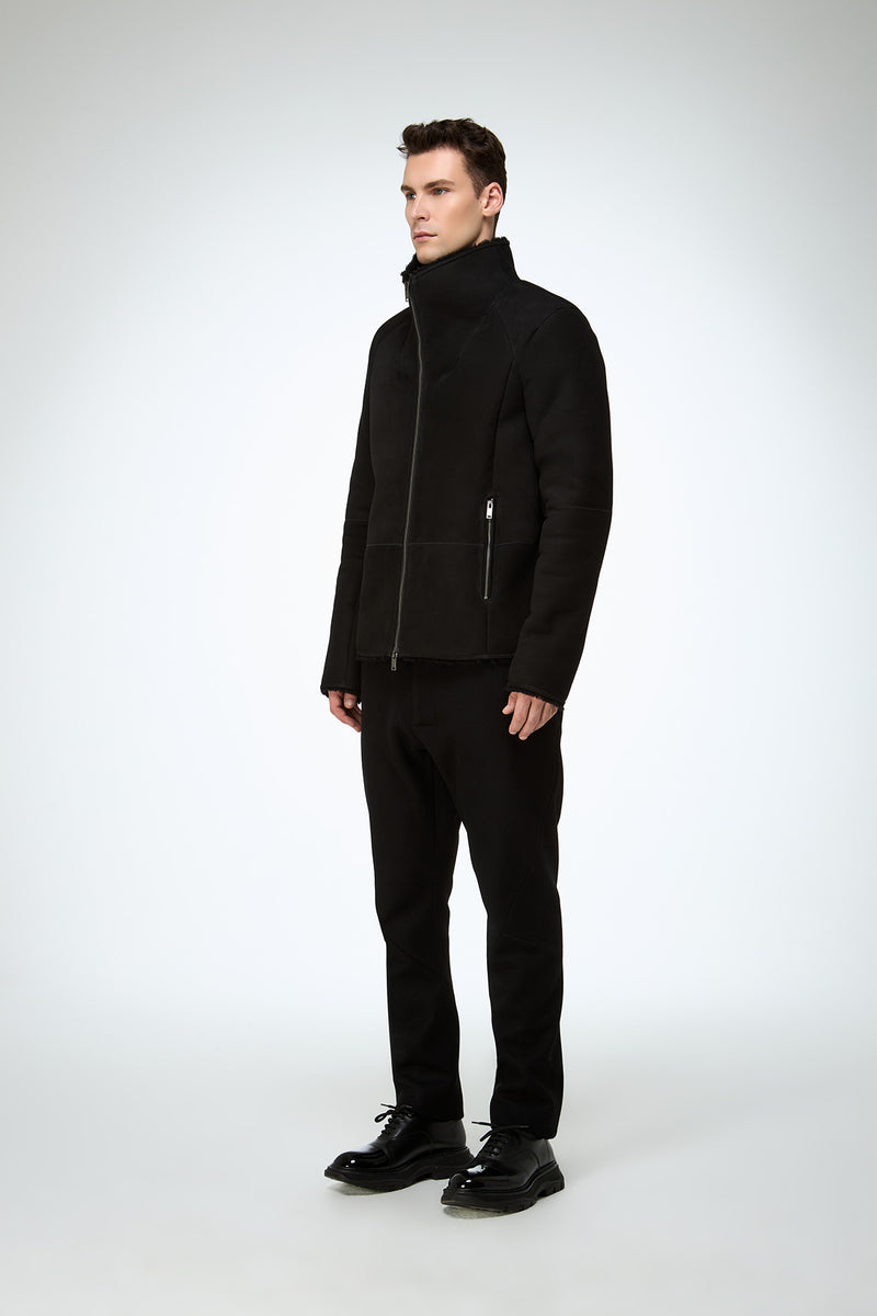 Bastien - Black Suede Shearling Jacket