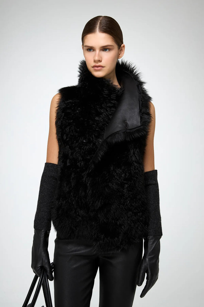VSP - Solene - Black Shearling Vest
