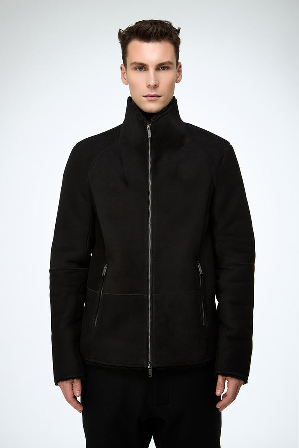 Bastien - Black Suede Shearling Jacket