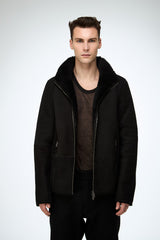 Bastien - Black Suede Shearling Jacket