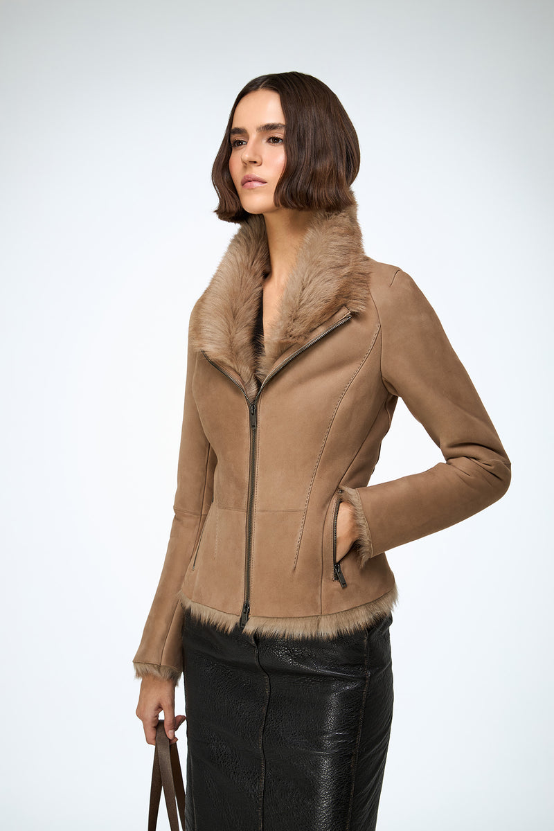 Vittoria - Sand Shearling Jacket