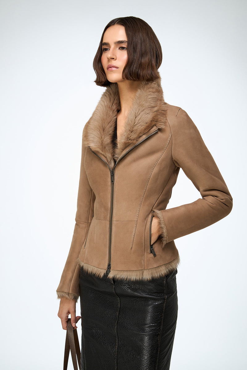 Vittoria - Sand Shearling Jacket