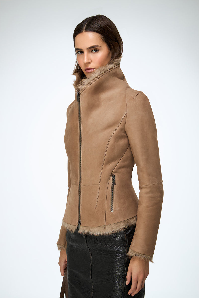 Vittoria - Sand Shearling Jacket